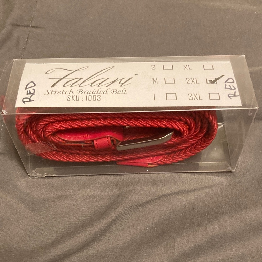 Falari Red Braided Belt 2XL